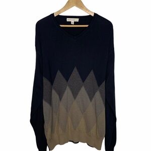 Pronto Uomo V-Neck Argyle Pullover Sweater XLT